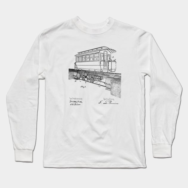 Electric railway system vintage patent drawing Long Sleeve T-Shirt by skstring